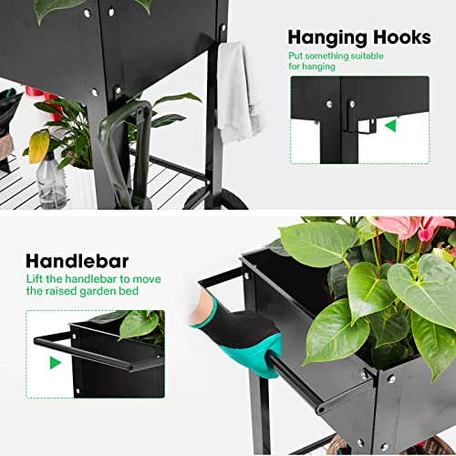 Vivosun 38 X 20.5 X 33-Inch Raised Garden Bed, Metal Mobile Elevated Planter Box With Wheels And Storage Shelf For Outdoor Planting #TOP1