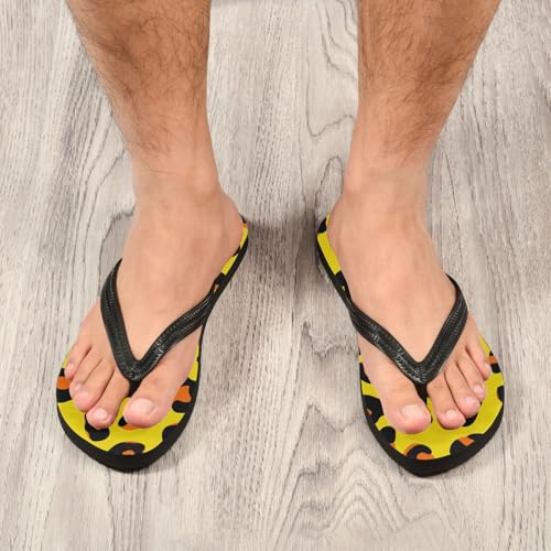 Women Beach Summer Casual Flip Flop Leopard YellowQuick Dry Sandals Slipper for Men A23012284