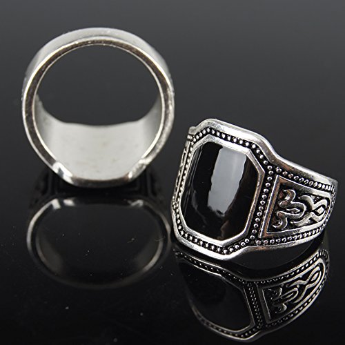 wintefei Rings Retro Punk Band Men Zinc Alloy Ring Finger Jewelry Cool Club Christmas GiftBlackUS 10
