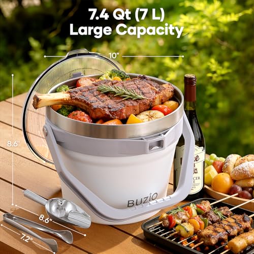 BUZIO 7 L Ice Bucket with Lid Scoop & Tongs & Adjustable Shoulder Strap by BUZIO - Used condition - Image 5