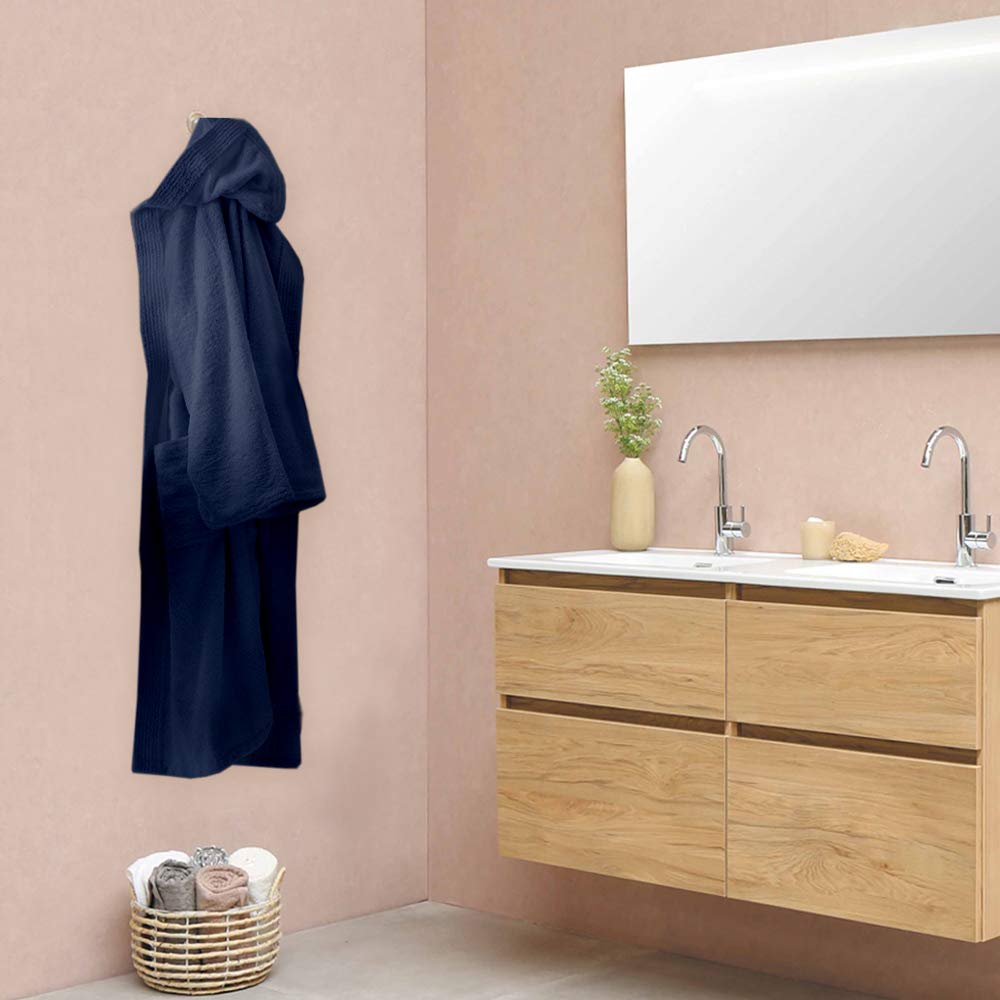 Accappatoio Uomo Donna Paramaison Marte | 100% Cotone 420g | Con Cappuccio | Blu Navy 2XL - Foto 10