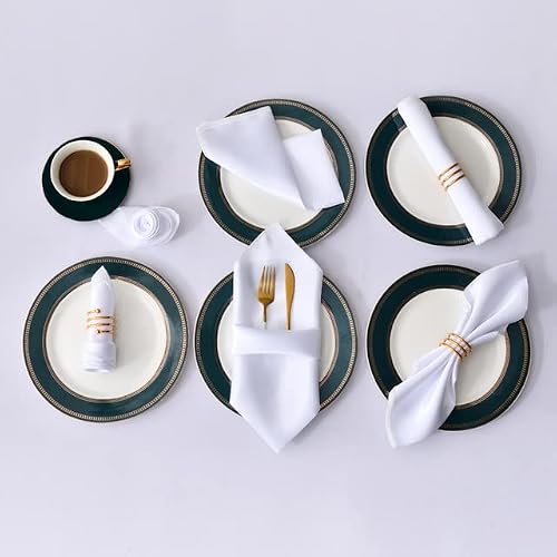 Silky Satin Cloth Napkins, 12/24/48Pc Multi Hemstitched Satin Square Napkins(White,24PC-43 * 43cm)
