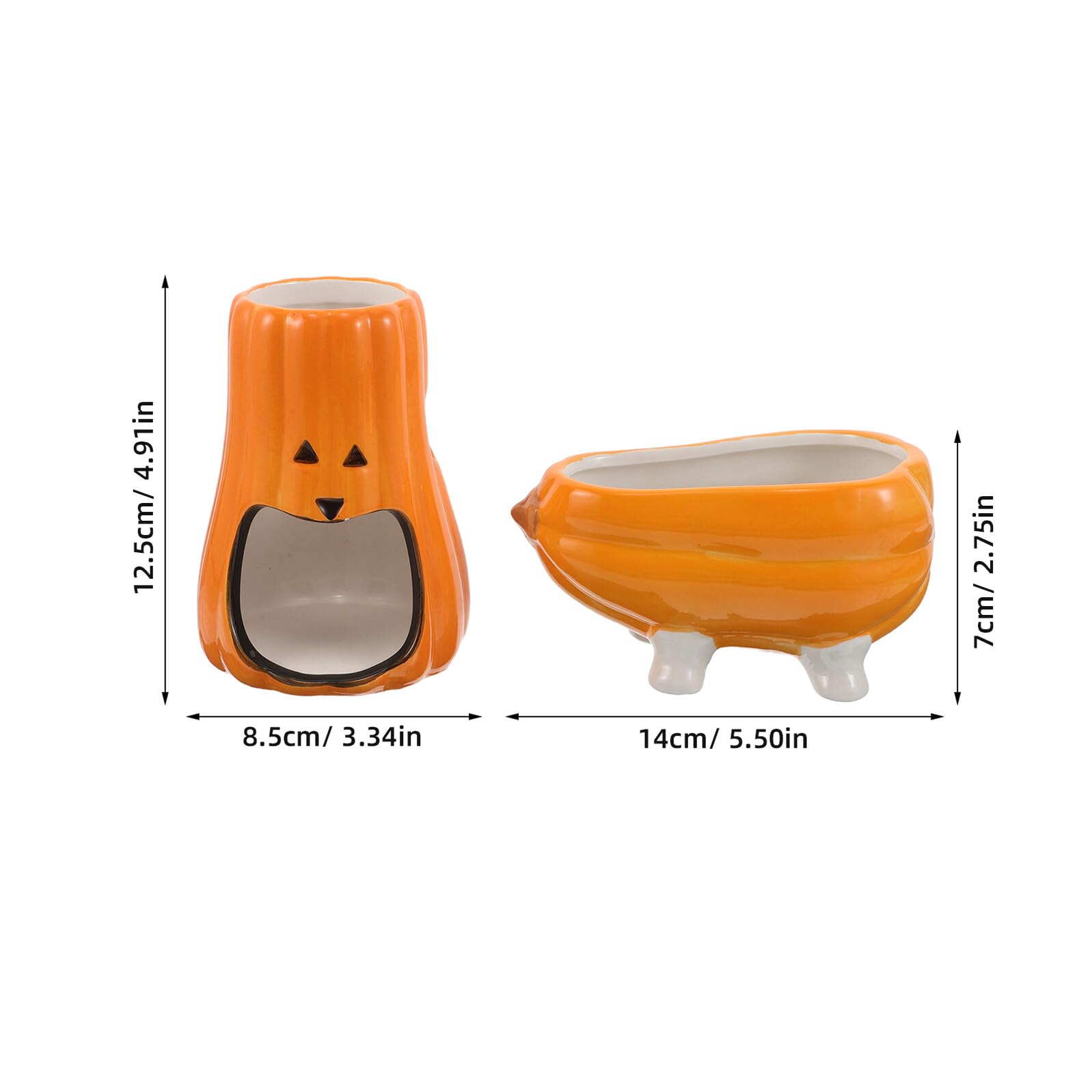 Keramik Hamster Wasserflasche Ständer mit Futternapf Pumpkin Design Stabiler Trinkflaschenhalter für Kleine Haustiere Wie Hamster Meerschweinchen Nagetiere Antikipp Basis