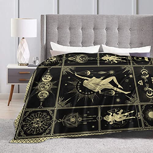 Libra Blanket 12 Horoscope Astrology Bed Blankets Soft Cozy Personalized Flannel Throw Blankets 50"X40" #TOP2
