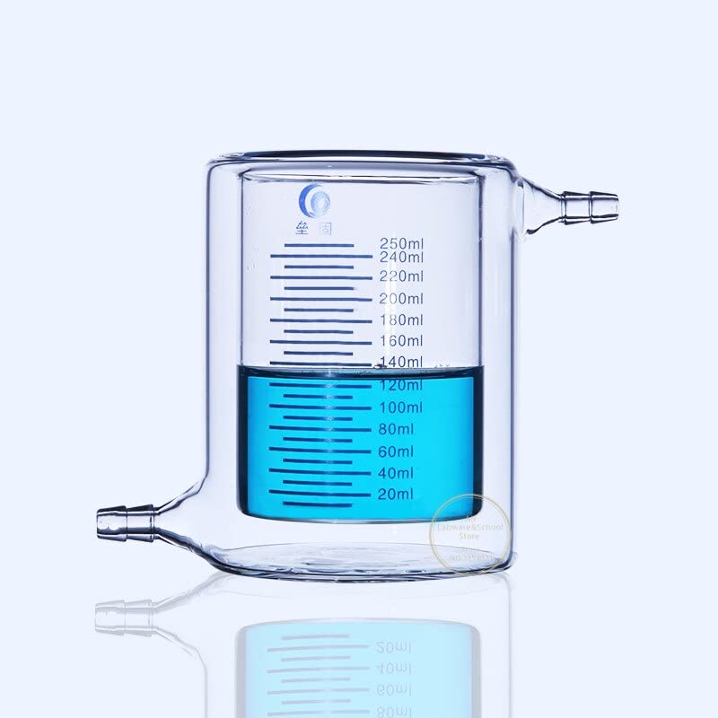 1 Uds Vaso de precipitados de Doble Capa de Vidrio de borosilicato de 50ml a 1000ml, Vaso de precipitados con Camisa de Laboratorio for experimentos fotocatalíticos (Size : 1000ml)