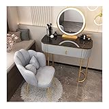 Ensemble de coiffeuse moderne avec tabouret rembourré miroir 3 couleurs à intensité variable et tiroirs de rangement de grande capacité, idéal pour chambre à coucher ou dressing, palette de couleurs