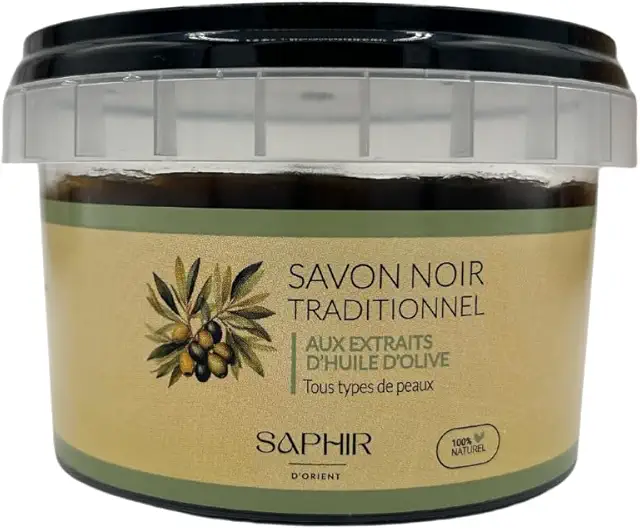 Savon Noir Marocain Saphir d'Orient - Gommage Purifiant 100% Naturel 200g
