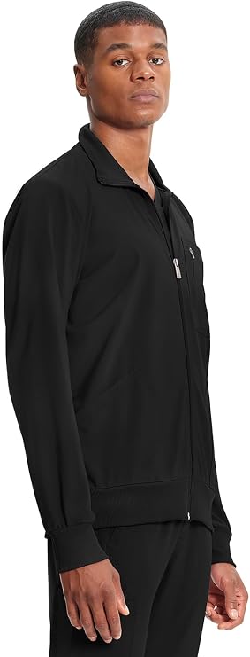 Cherokee Infinity Mens Zip Front Warm-Up Scrub Jacket, Modern Fit, 5 Pockets, Rib-Knit Panels Moisture Wicking - CK305A