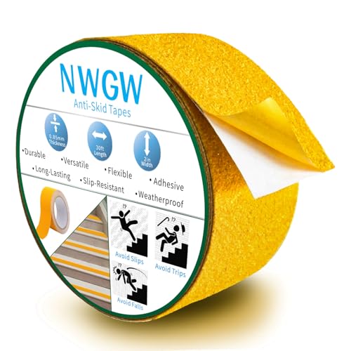 Image of Anti Slip Tape 2 inch x 30FT, Light Yellow Heavy Duty Waterproof Non-Slip Safety Traction Grip Tape for Indoor Outdoor Stairs, Steps, Ramps, Walkways and Pool