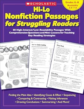 Paperback Hi-Lo Nonfiction Passages for Struggling Readers: Grades 6–8: 80 High-Interest/Low-Readability Passages With Comprehension Questions and Mini-Lessons for Teaching Key Reading Strategies Book