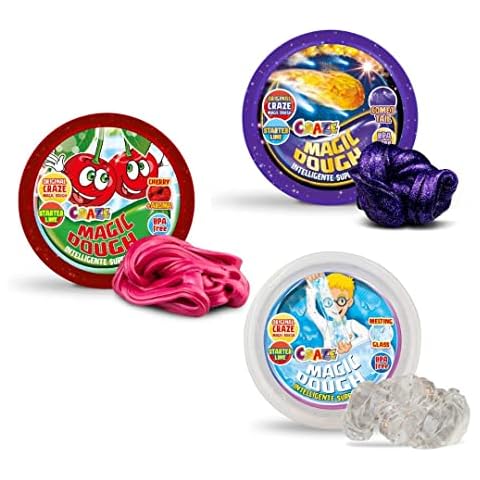 Craze Magic Dough 3er Bundle Intelligente Knete Magische Knete 3er Bastelset Kinderknete 3 X 15g Dose Modelliermasse Knete ab 2 Jahre Knete Set Cover