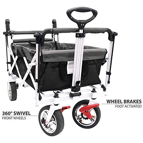 Creative Outdoor Push Pull Folding Wagon For Cargo | Beach Park Garden Sports & Camping | Black With Canopy #TOP6