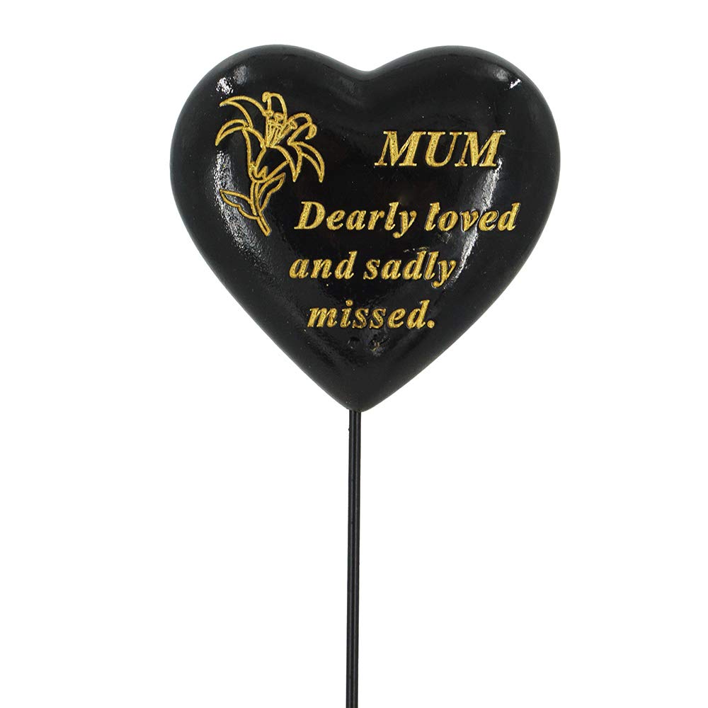 Angravememorials Multicoloured Special Mum Black & Gold Lily Flower Memorial Tribute Stick Graveside Plaque