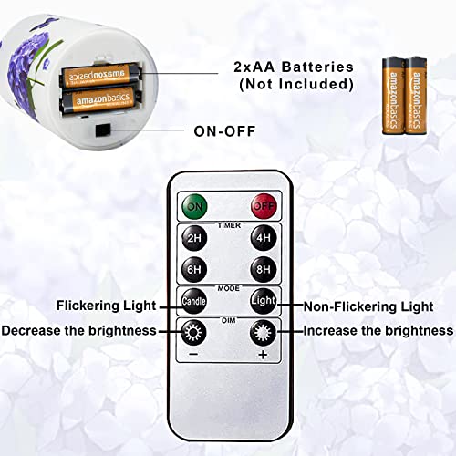 Ydp Hydrangea Gifts For Mum, Lavender Candle Flameless Candles With Remote, Romantic Led Candles With Gift Box Great For Mother's Day, Birtheday Holiday Decoration(Set Of 3)( #TOP3