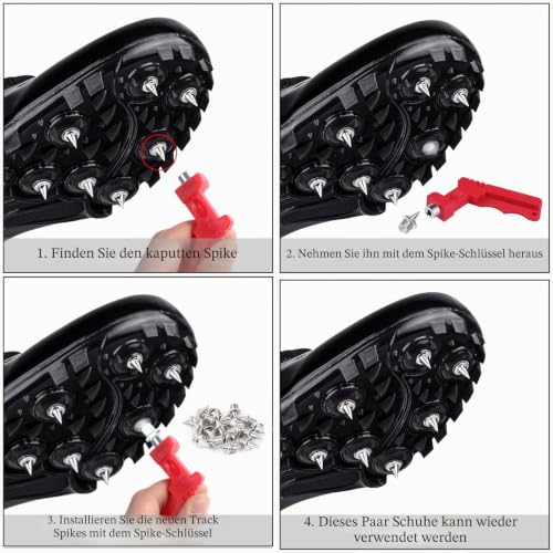 JULMELON 1/4 Inch Carbon Steel Track Spikes, 120PCS Lighter Weight Carbon Spikes with Spike Wrench for Track Shoes Field Sprinting Cross Country Short Running Replacement Spike
