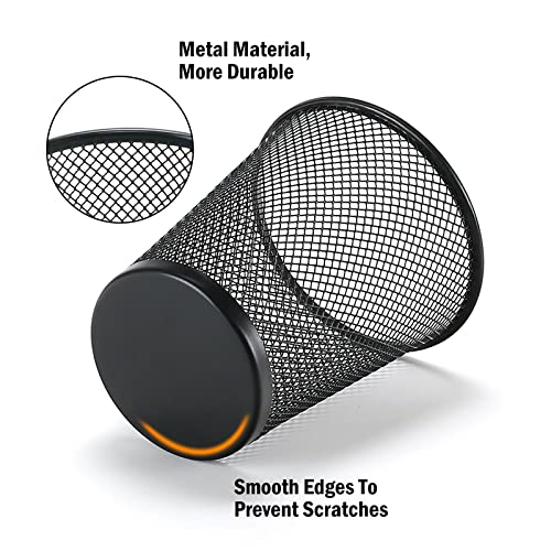 JOYENERGY-12-Packs-Pen-Holder-for-Desk-Mesh-Pen-Cup-Metal-Pencil-Holders-Multifunctional-Organizer-for-Office-School-Home-Makeup-Brush-Black