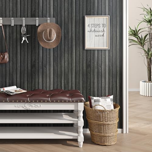 Papel tapiz de madera de listones negros para transformar el salón 6