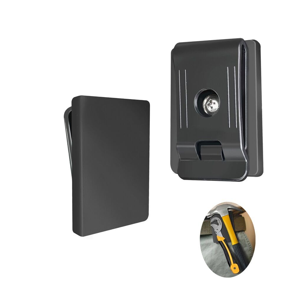 WSOQYEO 2PCS Magnetic Belt Clip Heavy Duty Magnetic Tool Holder Belt Clip Black Magnet Tool Holder Organizer for Hammers Nails Screwdrivers Wrenches