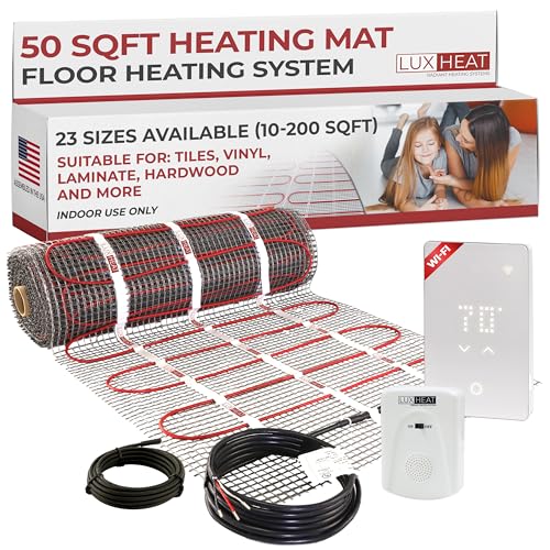 LuxHeat 50sqft Floor Heating Mat Kit with WiFi Thermostat