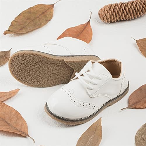 Image of Meckior Toddler Boys Girls Dress Shoes Little Kid Oxford Shoes Wedding Church Dress Shoes PU Leather Lace Up School Uniform Loafer Flats