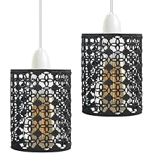 2 Pack of Black Moroccan Style Chandelier Pendant Light Shade Fitting with Ceiling Pendant Lights for Dining Room Bedroom Loft Hallway | 9.5cm Diameter