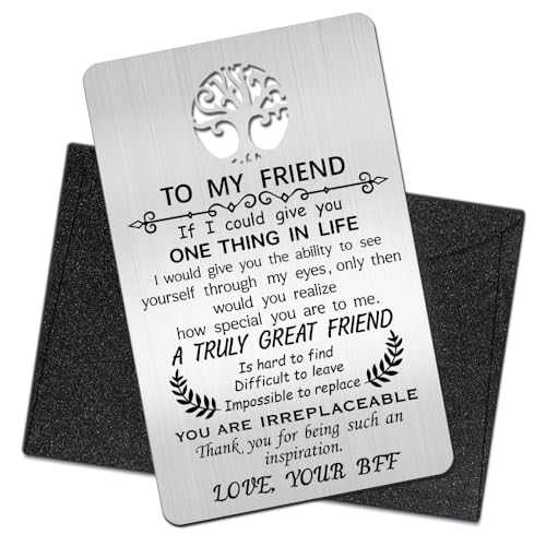 Mhfpl To My Friend You Are Irreplaceable Wallet Card, Engraved Metal Wallet Insert Card for Best Friend, Friendship Gifts for Women, Birthday Thank You Friendship Gift for Friends BFF Bestie