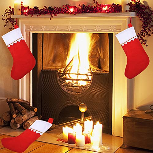 24 Pack Christmas Stockings Bulk 15 Inches Red Felt Xmas Stockings Holiday Big Santa Stockings for Fireplace Hanging Christmas Decorations - Thumbnail 5