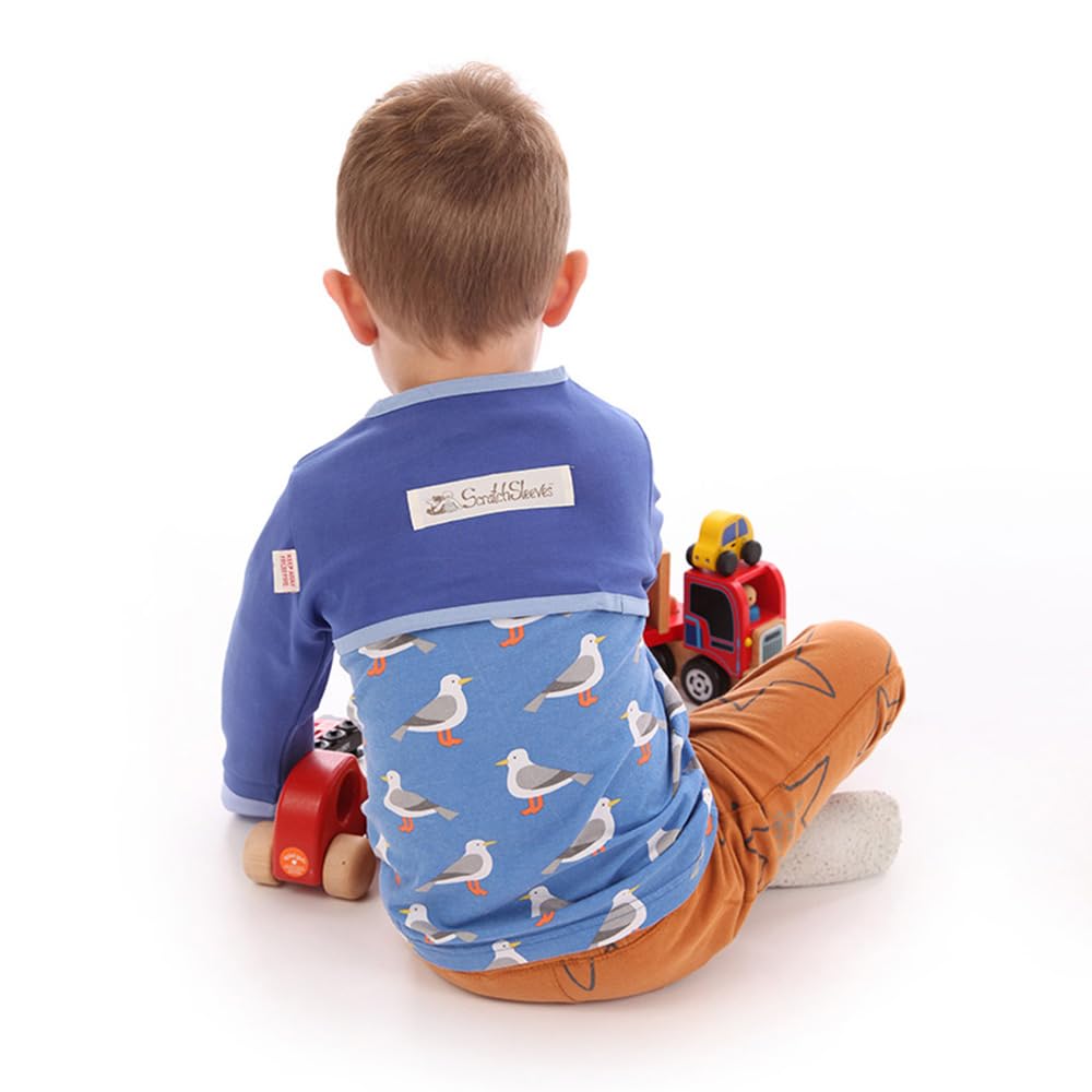 ScratchSleeves | Moufles anti-grattage qui restent en place pour bébés & bambins souffrant de démangeaisons | Bleu