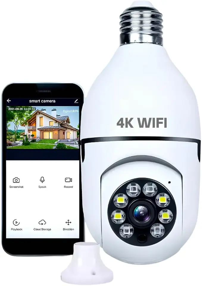 Câmera Lâmpada de Segurança, WiFi, IP 360°, Full HD, 1080p, Visão Noturna, Infravermelho, Detecção de Movimento, Áudio Bidirecional, Prova D’Água, Giratória, Bivolt