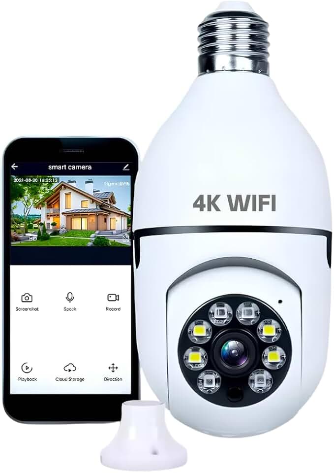 Câmera Lâmpada de Segurança, WiFi, IP 360°, Full HD, 1080p, Visão Noturna, Infravermelho, Detecção de Movimento, Áudio Bidirecional, Prova D’Água, Giratória, Bivolt