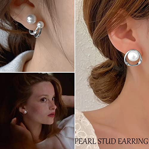 68 Pairs Silver Stud Earrings For Women Multipack, Hypoallergenic Assorted Girls Earring Set Multiple Piercings,Cubic Zirconia Pearl Butterfly Stud Hoop Earring Pack #TOP1