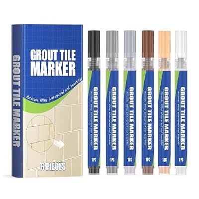 6 Colors Colorful Tile Grout Pen, 6 Pcs Tile Gap Repair Color Pen, Tile Grout Colorant and Sealer Pens, Tile Paint Markers for Tiles Floor Wall Bathroom Kitchen (Multicolor, 6pcs)