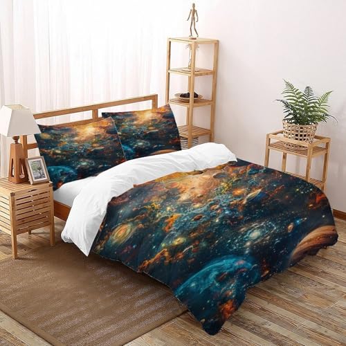 Ensemble literie microfibre nébuleuse planétaires starry sky theme pour grand lit