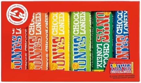 TONY'S CHOCOLONELY Rainbow Tasting Pack 6er Set 288 g | Geschenkverpackung mit 6 Schokoriegeln in verschiedenen Sorten. Ideal zum Probieren oder Verschenken. Ohne Palmöl.