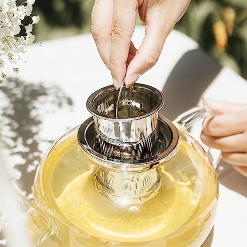 Grosche Joliette Glass Teapot With Stainless Steel Loose Leaf Tea Infuser 1250 Ml / 42 Fl. Oz. For Loose Tea Or Blooming Tea #TOP2