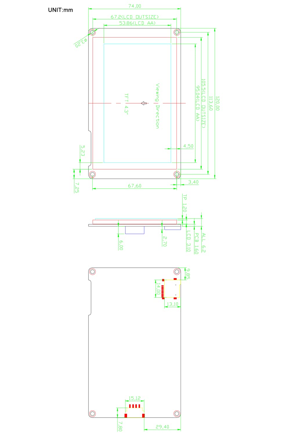 Nextion Display Intelligent 4.3” Inch Resistive Touch Screen 480x272 Serial LCD-TFT HMI Display Module NX4827P043-011R Supports Audio Video