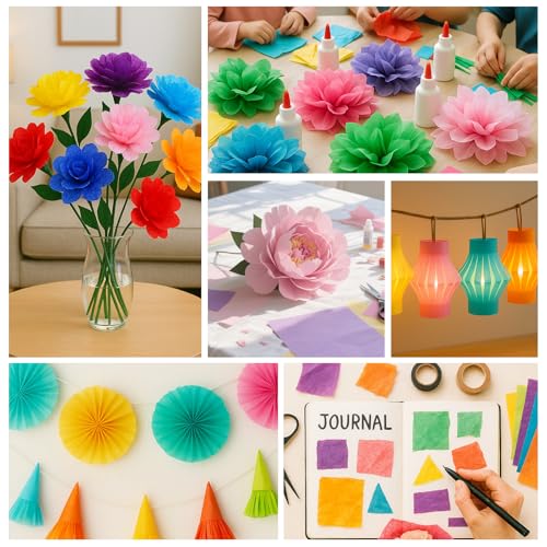 3 Otters 120 Sheets Tissue Paper for Gift Bags, 20x14 Inch Colorful Gift Wrapping Paper for DIY Crafts Wedding Birthday Party Art Project 20 Assorted Colors