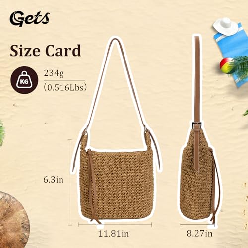 Bolso Redondo Tejido de Ratán para Mujer miniatura 4