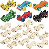 Beeveer 20 Pcs Unfinished Wooden Cars DIY Toys, Paintable Toy Cars Crafts to Paint for Students Home Activities Family Time Handicraft Projects Party Favors (Popular)