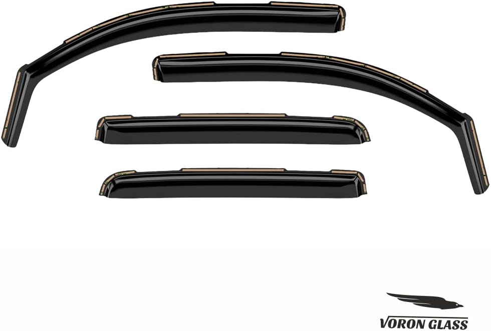 Voron Glass in-Channel Extra Durable Rain Guards for Trucks Chevrolet (Chevy) Silverado/GMC Sierra 2014-2018 Crew Cab, Window Deflectors, Vent Window Visors, 4 Pieces - 220009