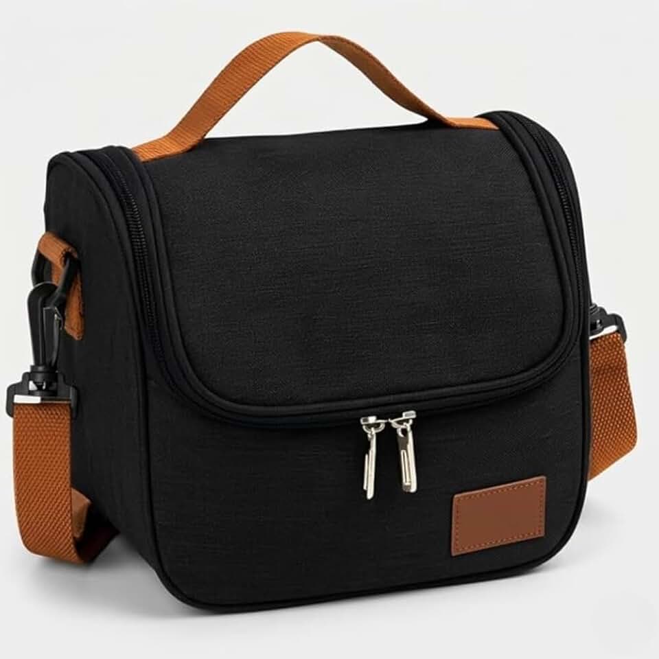 Bolsa Térmica com Alça de Ombro - Lancheira para Marmita - Ideal para Trabalho, Escola, Faculdade, Passeios e Academia - Marmiteira Impermeável Resistente 7 Litros - Cor PRETA