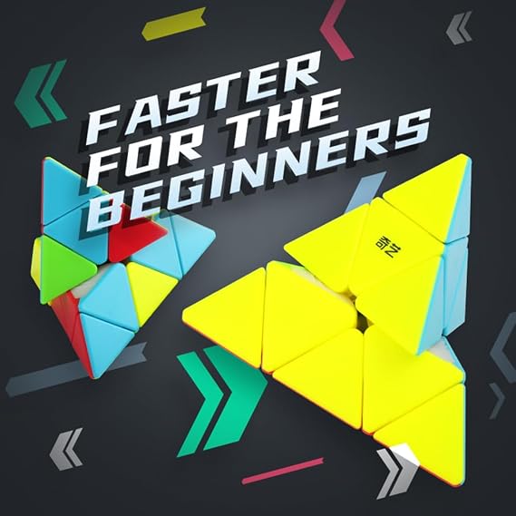 XMDCuber QY Toys 3x3 Pyramid Speed Cube Stickerless, 3x3x3 Pyraminx Triangle Magic Cube