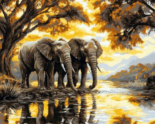 Peinture perlée à faire soi-même pour décorer son salon avec un éléphant 3D