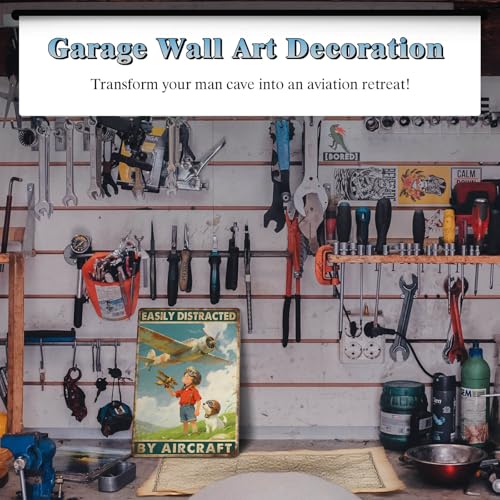 Easily Distracted by Aircraft Sign Airplane Decor for Boys Room Aviation Wall Art Metal Tin Sign Vintage 12x8 Inch - Thumbnail 7