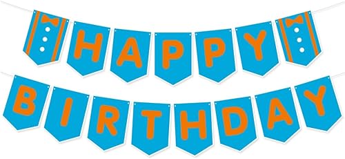 Decoración de cumpleaños pre-encordada de feliz cumpleaños azul naranja DIY profesor inglés decoración de fiesta para niños, cumpleaños, baby
