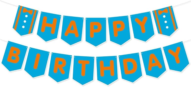 عيد ميلاد Decoratoins ما قبل Strung عيد ميلاد سعيد بانر الأزرق البرتقالي DIY الإنجليزية المعلم حزب ديكور ل Bday Baby دش النار شاحنة إطفاء الديكور