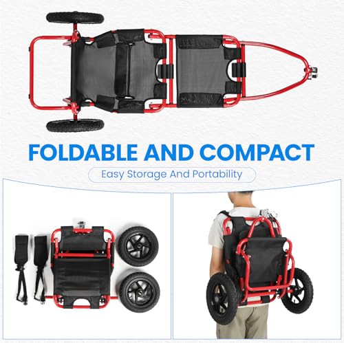 Sepnine Compact Cargo Bicycle Trailer, Easily Folded and Dismantled, Max Load 44 Lbs, Including Transport Straps, Universal Bicycle Coupler, for Moving, Camping
