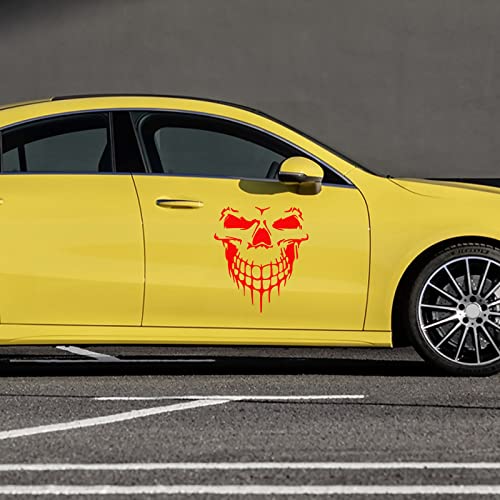 Blakaya Vinyl Skull Graphics Auto Hood Stripe Sticker Side Body Sticker Racing Sports Self-Adhesive Decal Decoration For All Cars U008 Red #TOP3