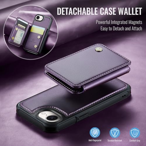 Hongxinyu Wallet Case for iPhone 17e/iPhone 16e Compatible with MagSafe for Men Women, Detachable Magnetic Wallet Phone Case with Card Slot Holder RFID Blocking for iPhone 17e/iPhone 16e (Purple) by Hongxinyu - Image 3