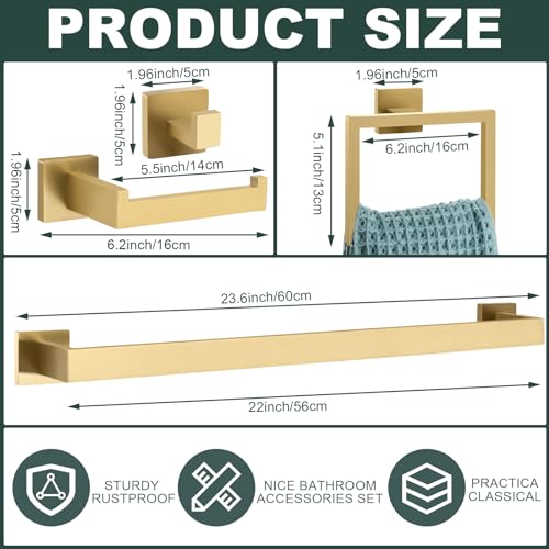 image for Gisafai 20 Pcs Bathroom Hardware Accessories Set 23.6 Inch Bath Towel 